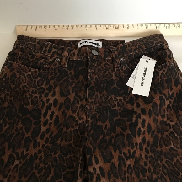 DKNY JEANS Laight Leopard Print Jeans High Rise Classic Straight Size 8 NWT - Picture 12 of 16